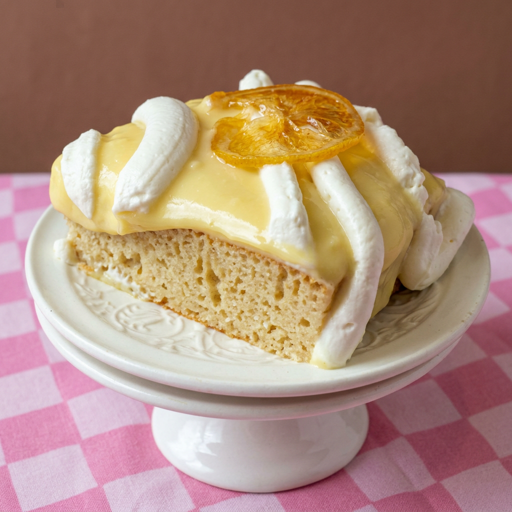 Polished Lemon Pudding Cake close-up