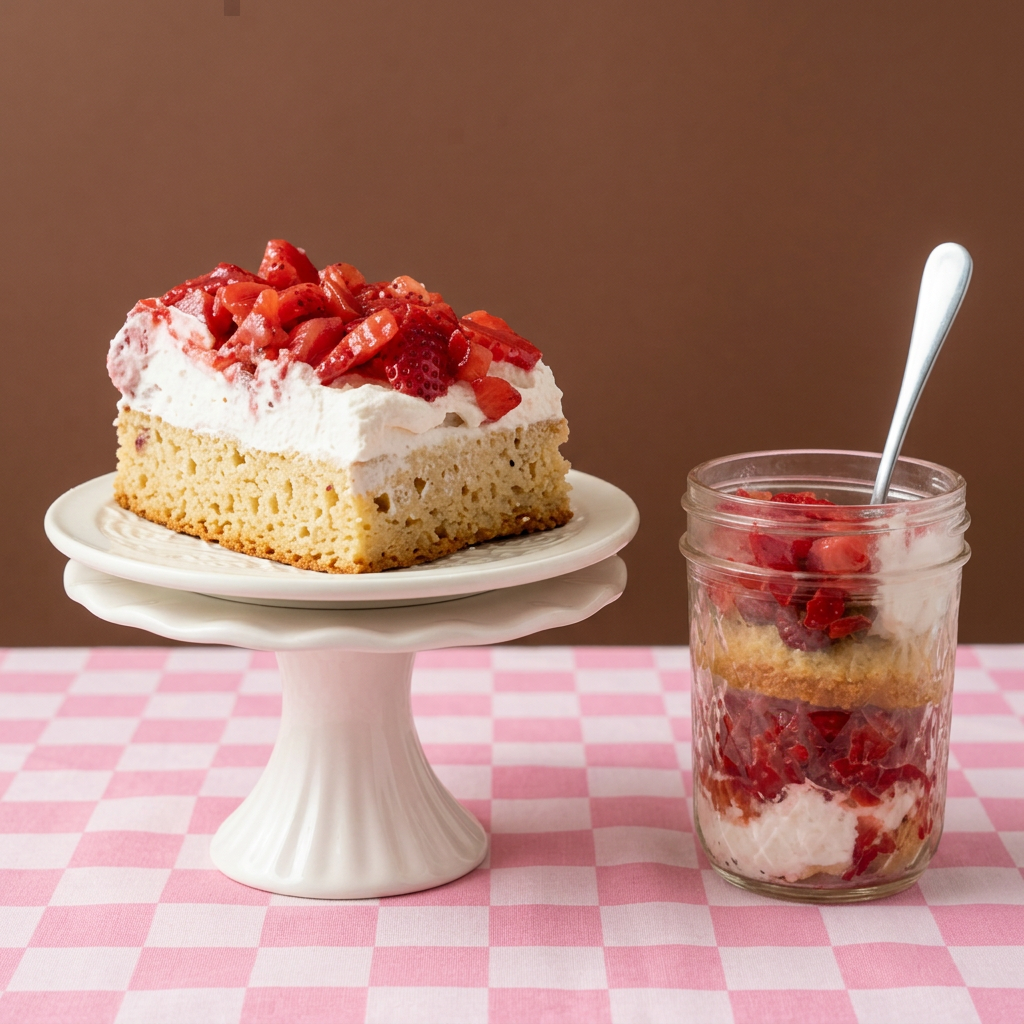 Polished Strawberry Shortcake with dessert jar